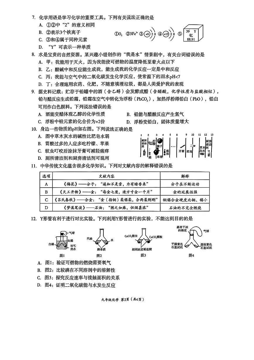 2025年四川省成都市武侯区中考二模考试化学试题（中考模拟）第2页