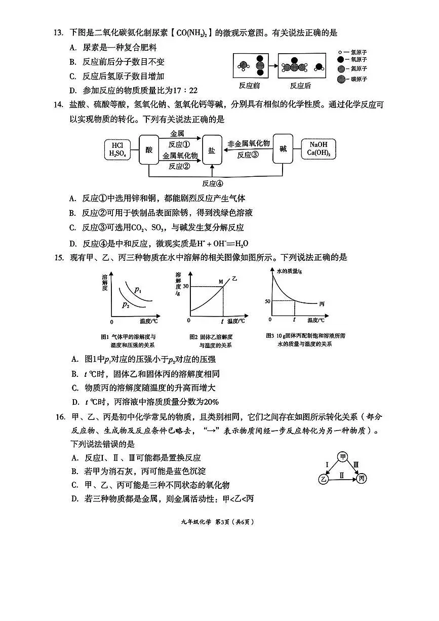 2025年四川省成都市武侯区中考二模考试化学试题（中考模拟）第3页