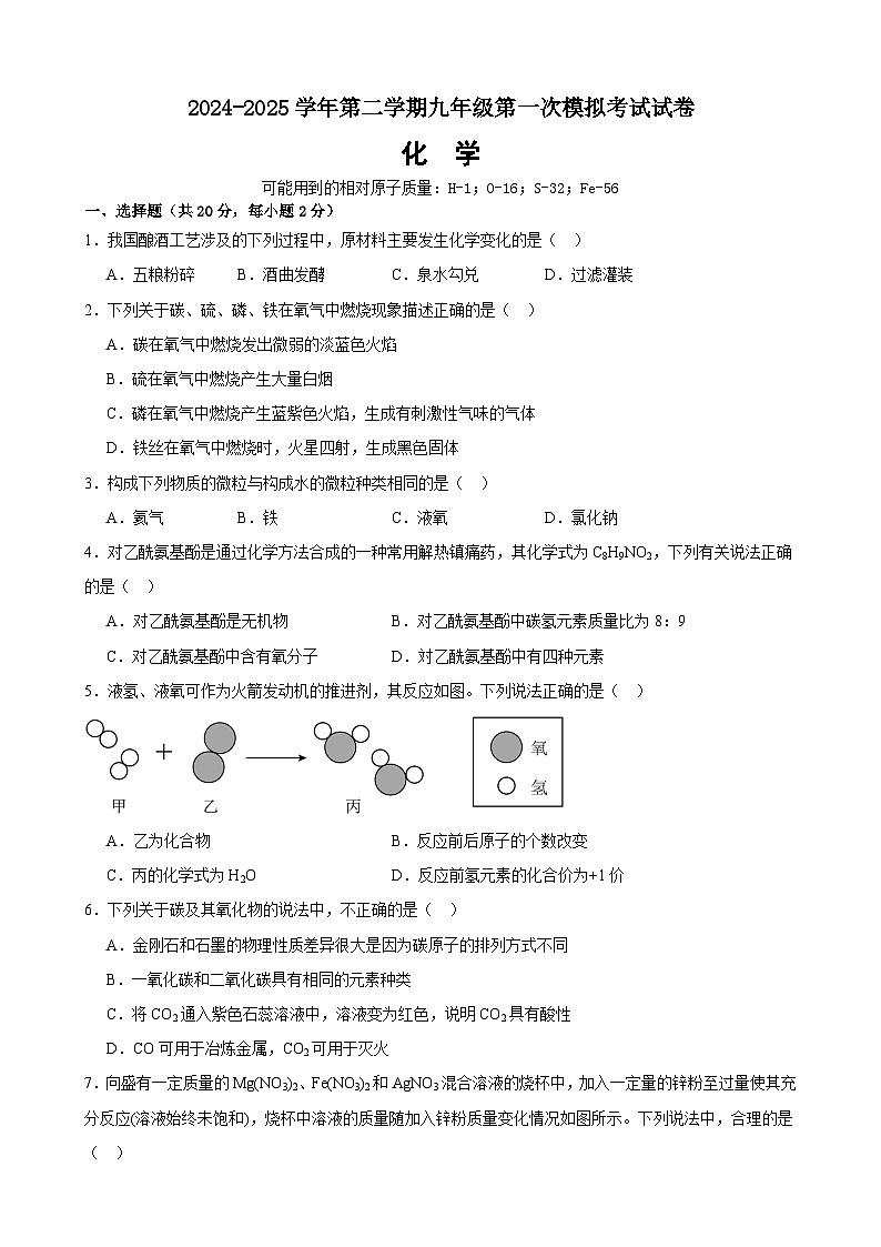 2025年甘肃省武威市凉州区凉州区长城、吴家井中学中考二模化学试题（中考模拟）第1页