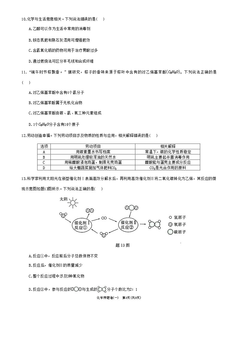 2025年广东省初中学业水平考试化学押题卷(一)（中考模拟）第3页