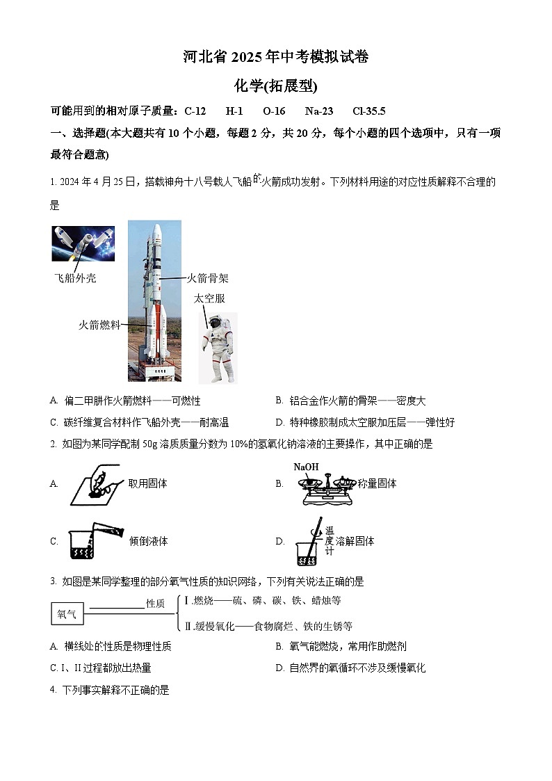 2025年河北省邯郸市峰峰中学中考一模化学试题（中考模拟）第1页