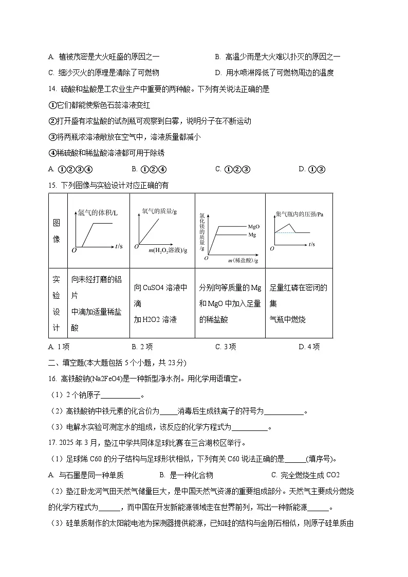 重庆市2024-2025学年九年级下学期3月月考化学检测试题（附答案）第3页