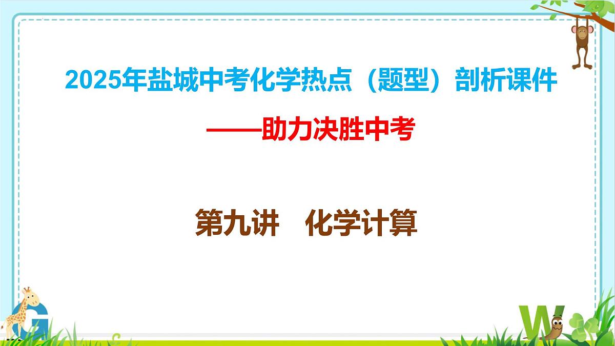 2025年盐城中考化学热点（题型）剖析课件-第九讲+化学计算第1页
