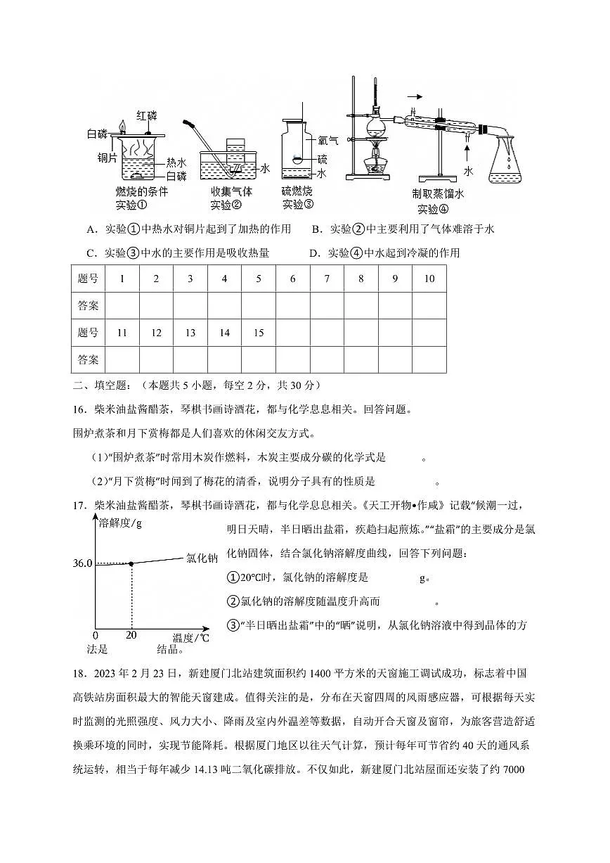 湖南省祁阳市2024-2025学年九年级下学期第一次月考化学检测试卷（含答案）第3页