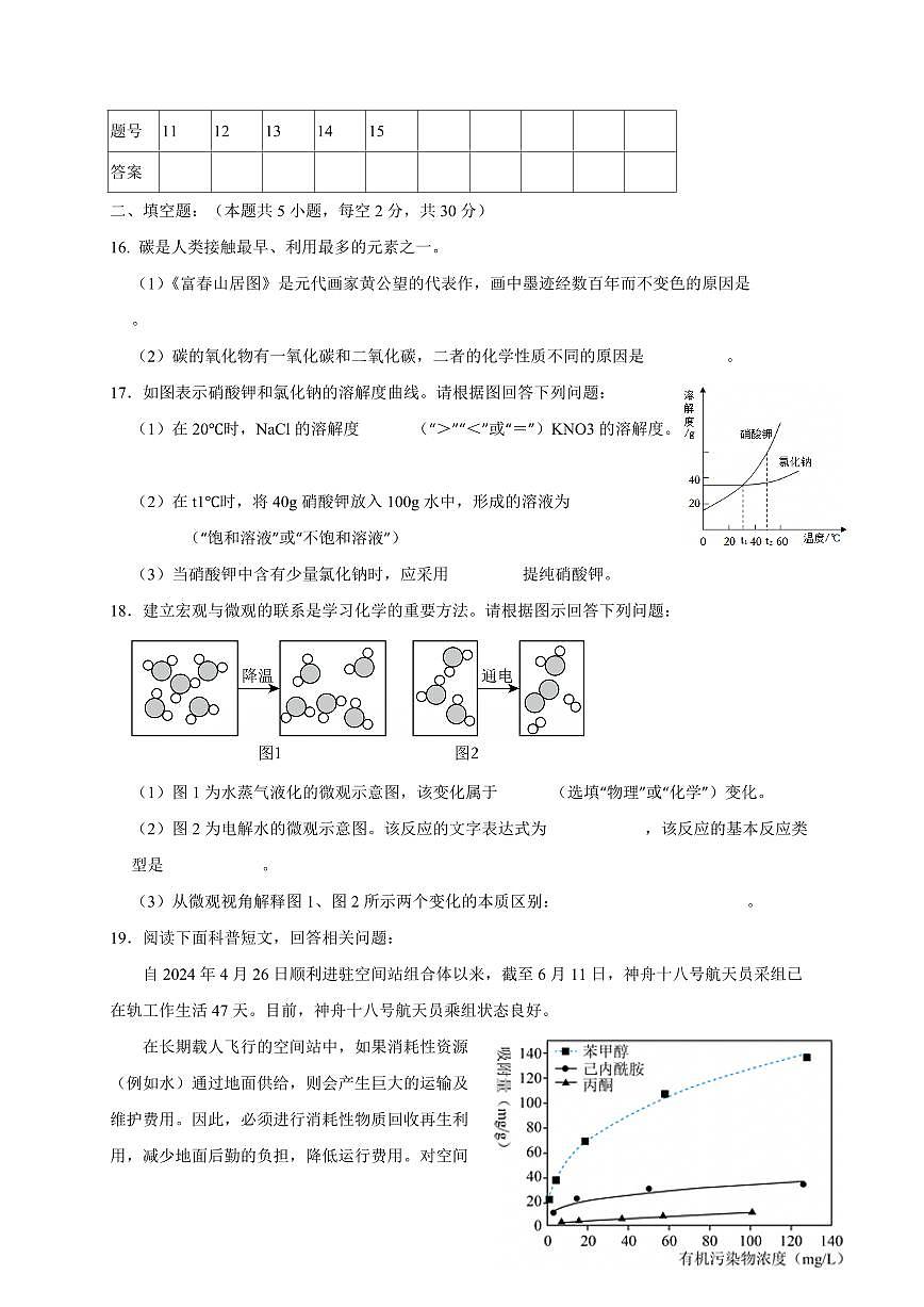 湖南省祁阳市2024-2025学年九年级下学期第一次月考化学检测试卷1（含答案）第3页