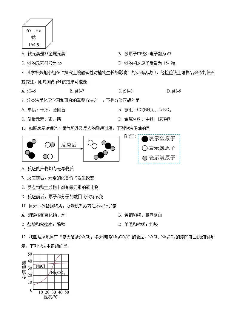 河南省洛阳市洛龙区2024-2025学年九年级下学期期中（一模）化学试题（原卷版+解析版）第2页