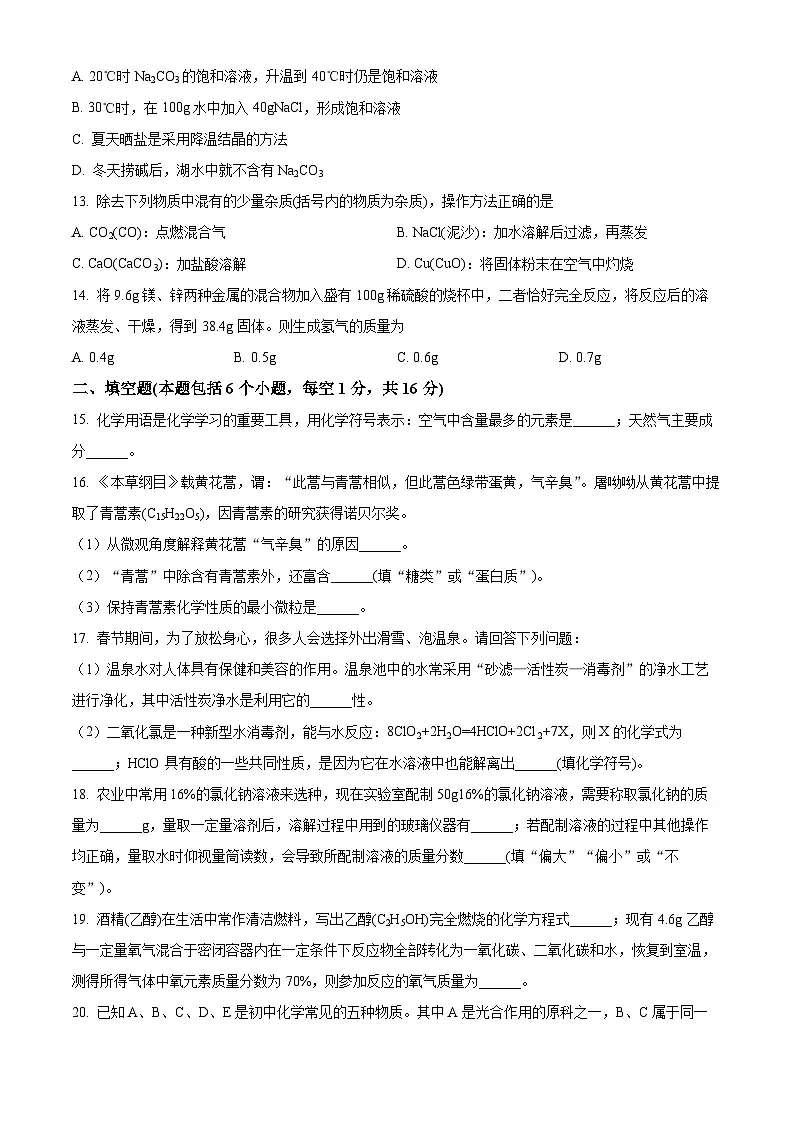 河南省洛阳市洛龙区2024-2025学年九年级下学期期中（一模）化学试题（原卷版+解析版）第3页