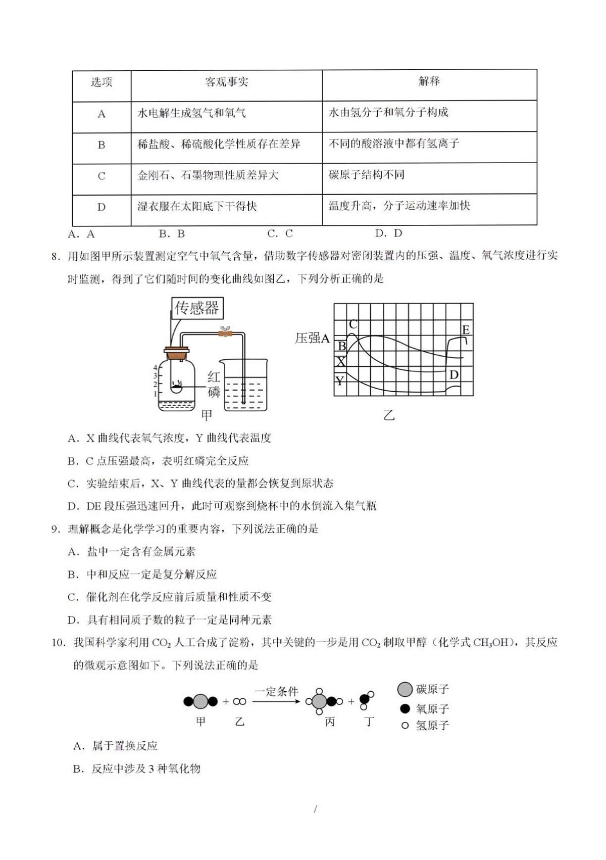 2025年济南市中考初三化学三模试题及其答案第3页