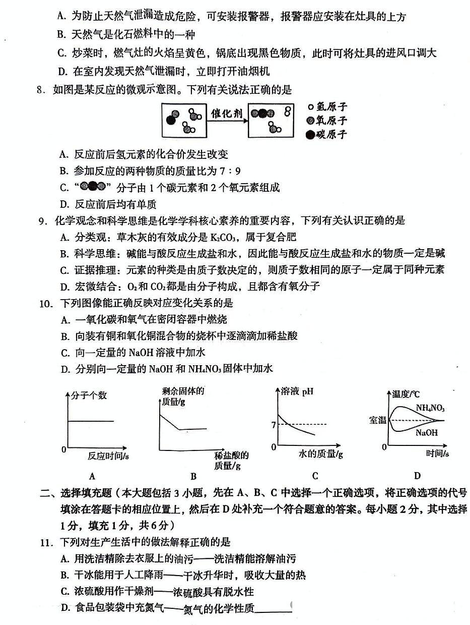 2024年江西省萍乡市初中学业水平模拟考试化学试卷（中考模拟）第2页
