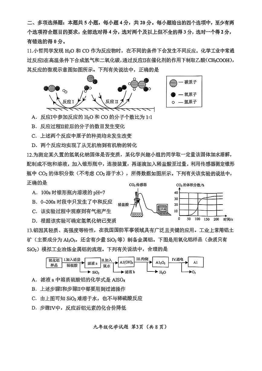 2025年山东省济南市槐荫区中考二模化学试题（中考模拟）第3页