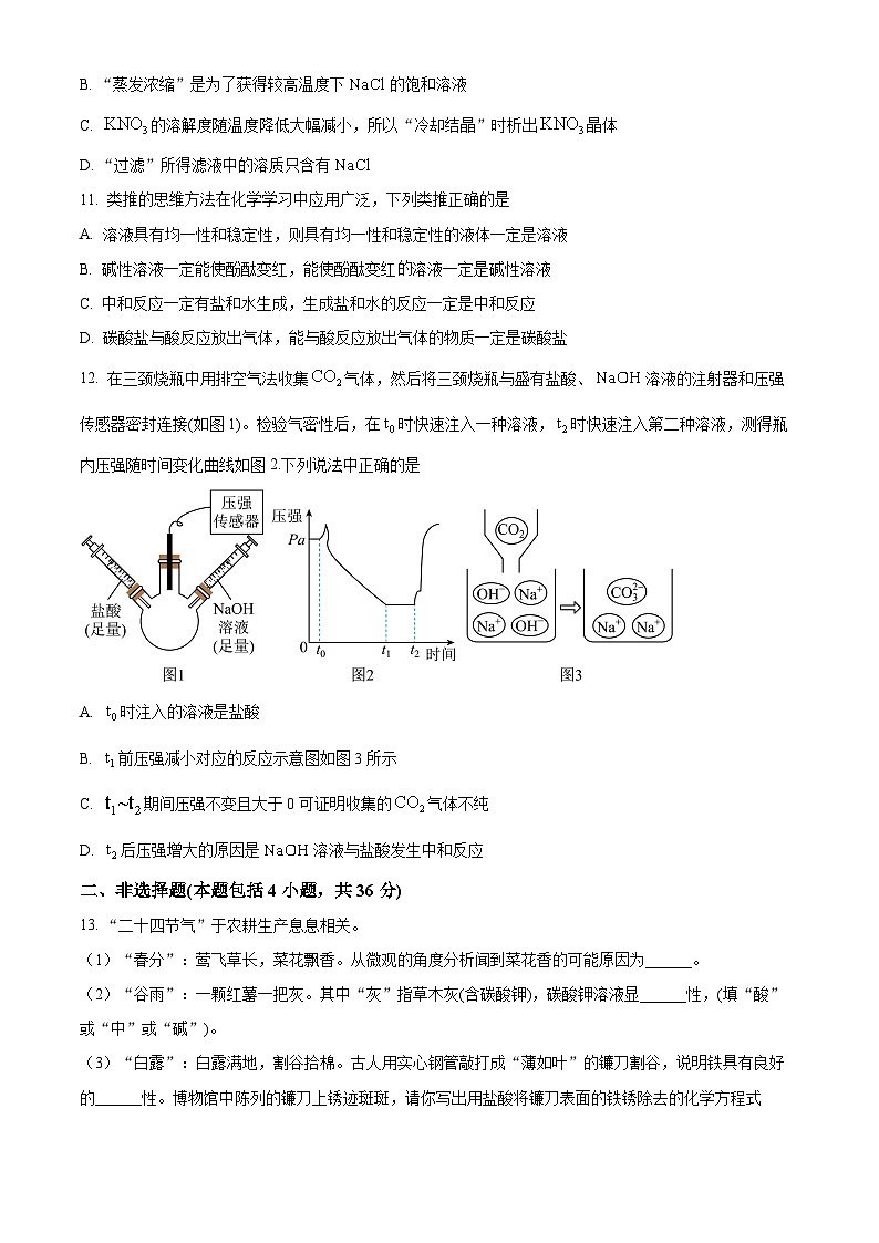 江苏省连云港市海州区外国语学校2024-2025学年九年级下学期三月月考化学试题（原卷版+解析版）第3页