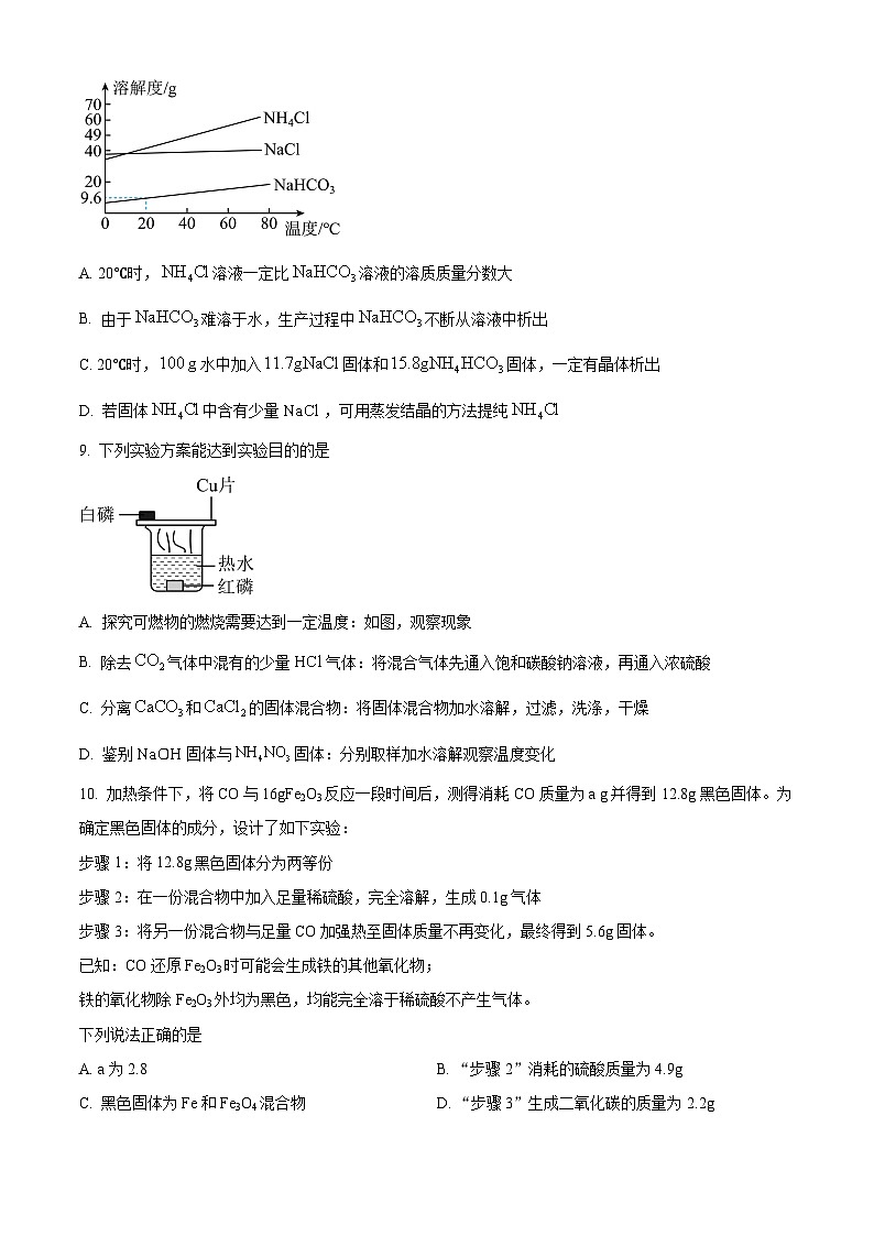江苏省南通市崇川启秀中学2024-2025学年九年级下学期3月月考化学试题（原卷版+解析版）第3页