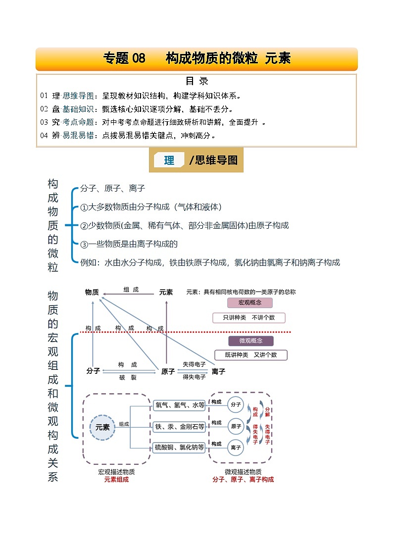 专题08 构成物质的微粒 元素（解析版）第1页