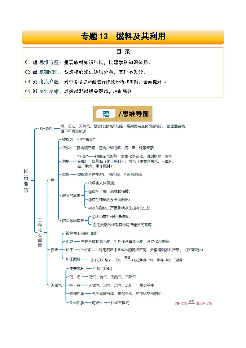 专题13 燃料及其利用（原卷版）第1页