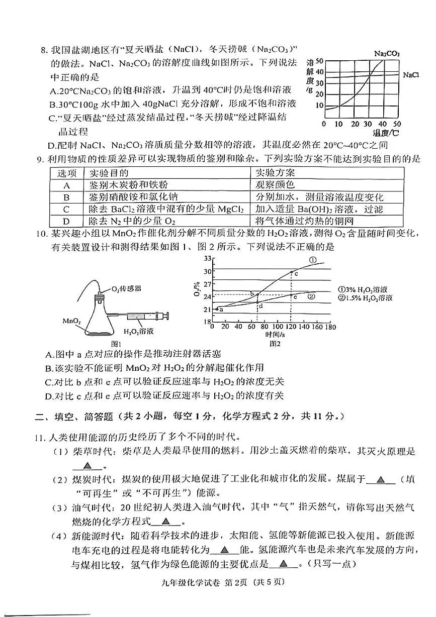 2025年江苏省宿迁市泗洪县中考三模化学试题（中考模拟）第2页