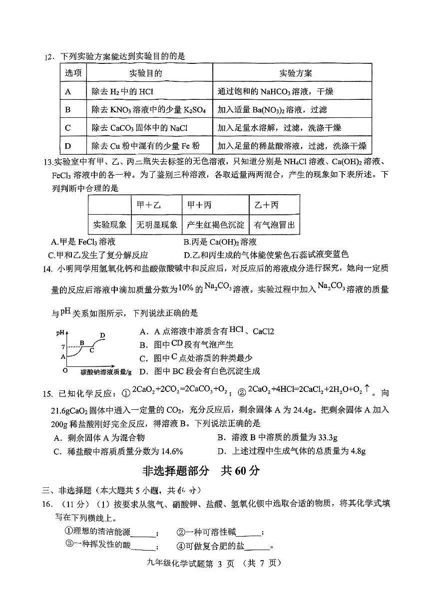 2025年山东省济南市平阴县中考二模化学试题（中考模拟）第3页