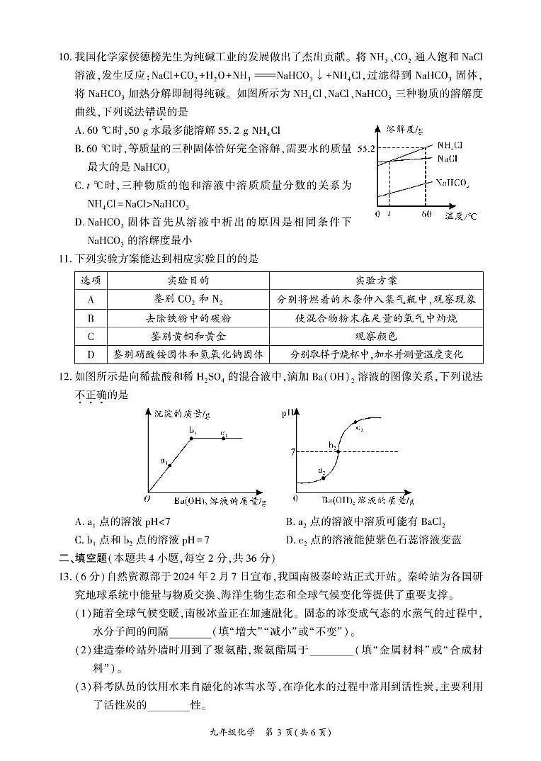 2025年四川省广安市华蓥市初中学业水平诊断考试化学试卷（中考模拟）第3页