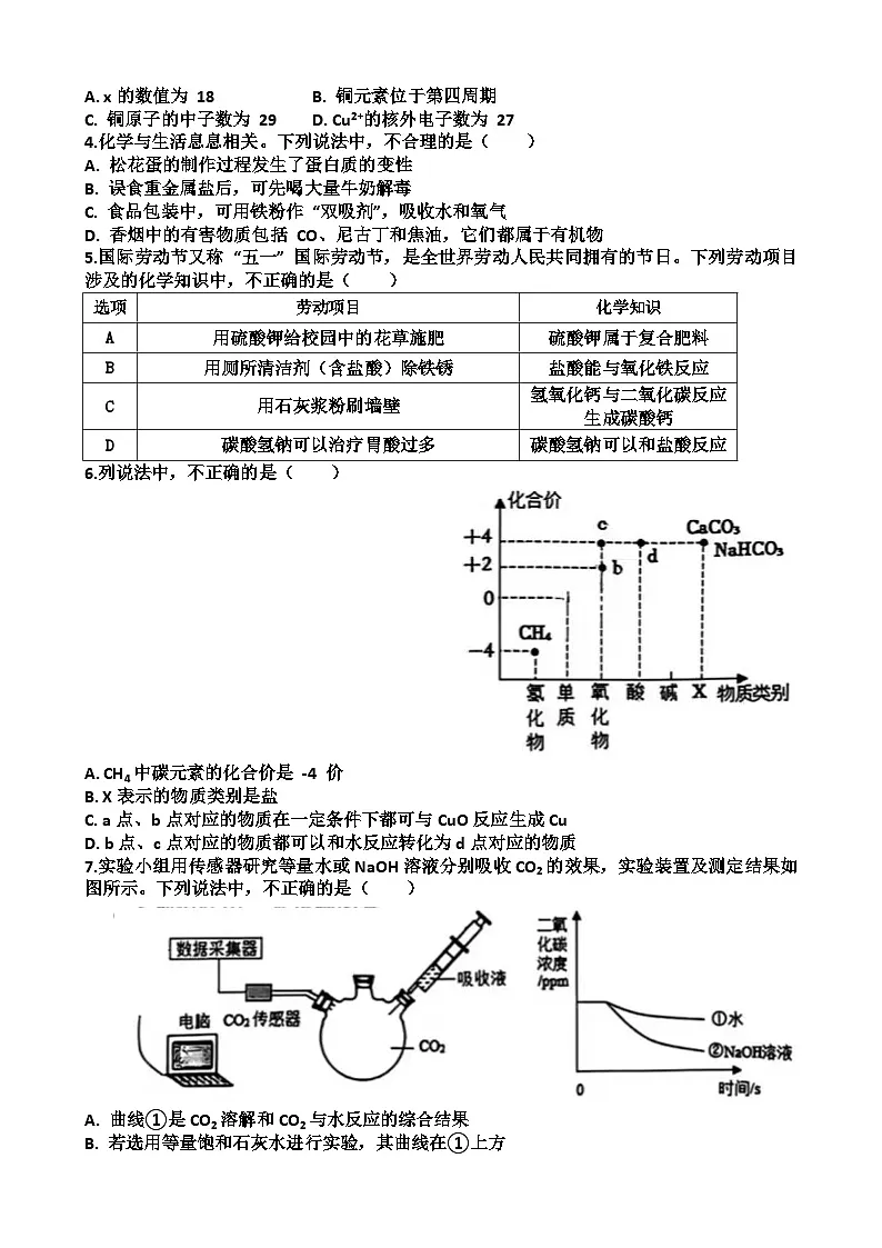 2025年济南高新区九年级中考化学二模考试试题（含答案）第2页