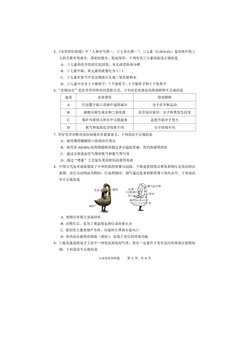 山东省菏泽市定陶区2024-2025学年九年级下学期期中考试（扫描版）化学试题第2页
