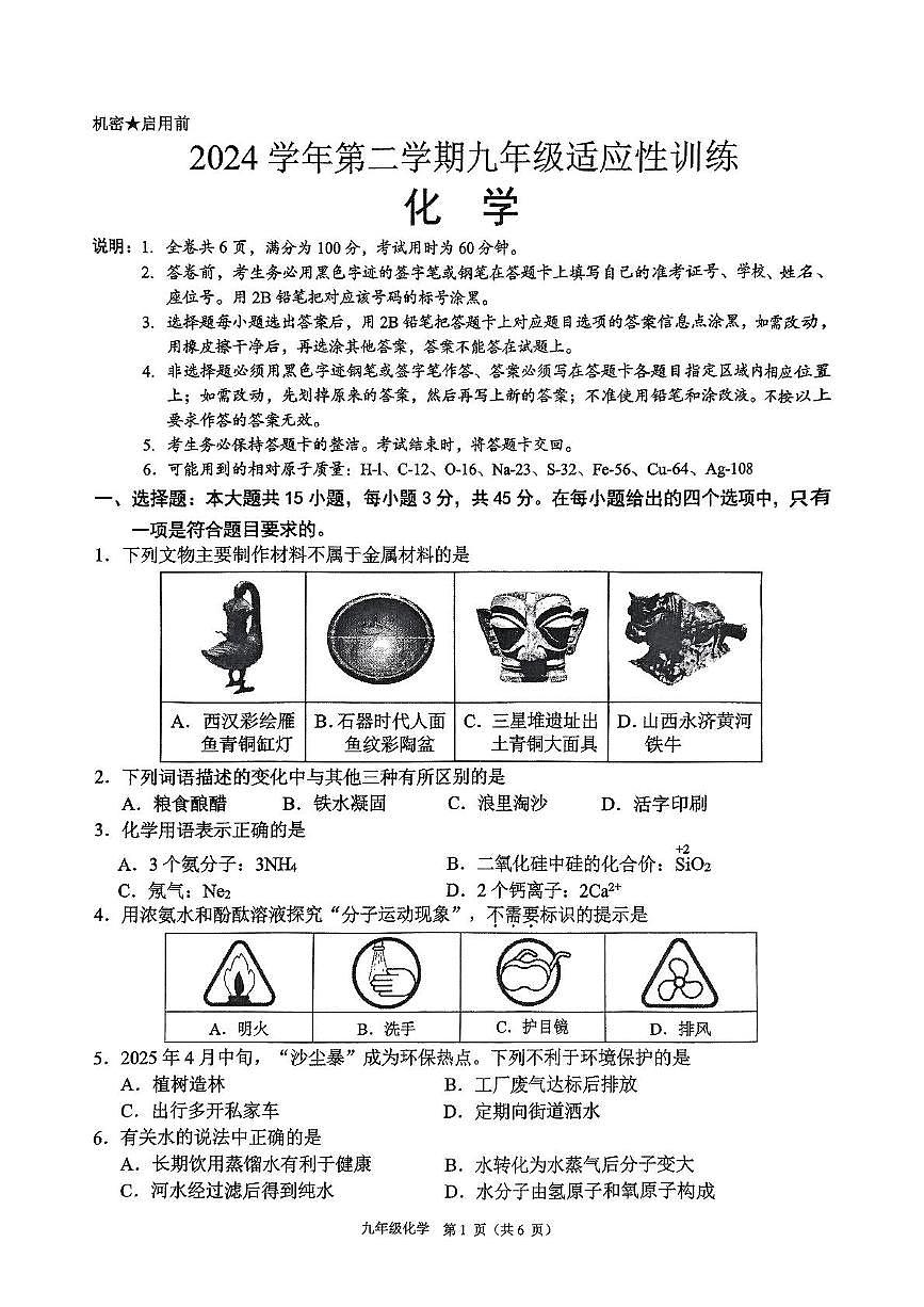 2025年广东省佛山顺德区中考二模化学试题（中考模拟）第1页