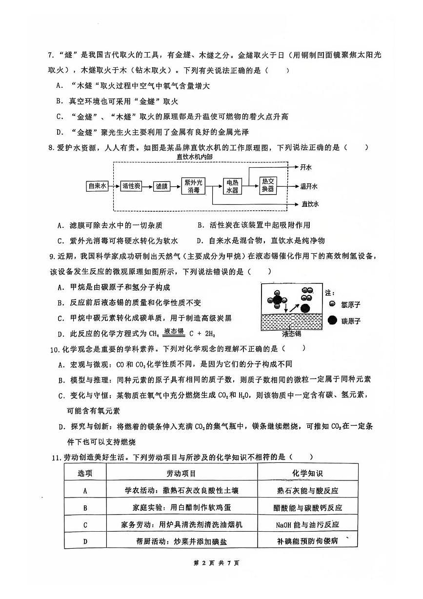 2025年广东省东莞市光明中学九年级二模化学试卷（中考模拟）第2页