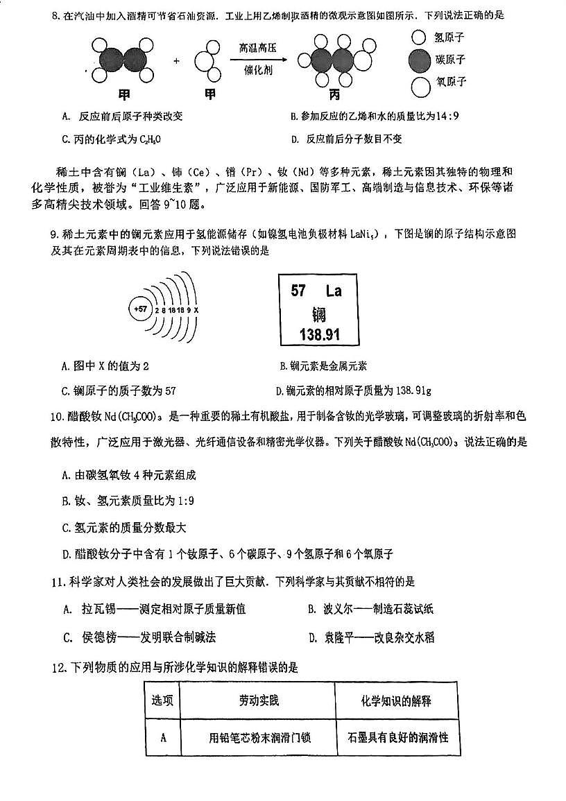 2025年广东省肇庆市颂德学校中考第二次模拟考试化学试题（中考模拟）第2页