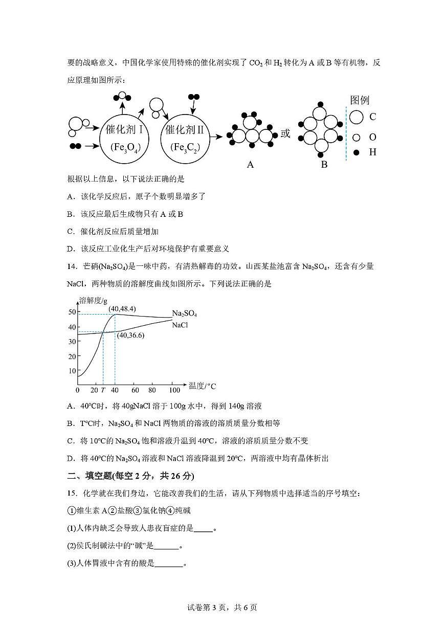 2025年海南省澄迈县九年级学业水平考试模拟（一）化学试题（中考模拟）第3页