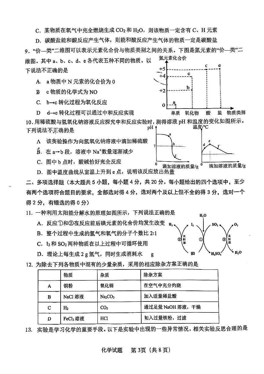 2025年山东省济南市天桥区中考二模化学试题（中考模拟）第3页