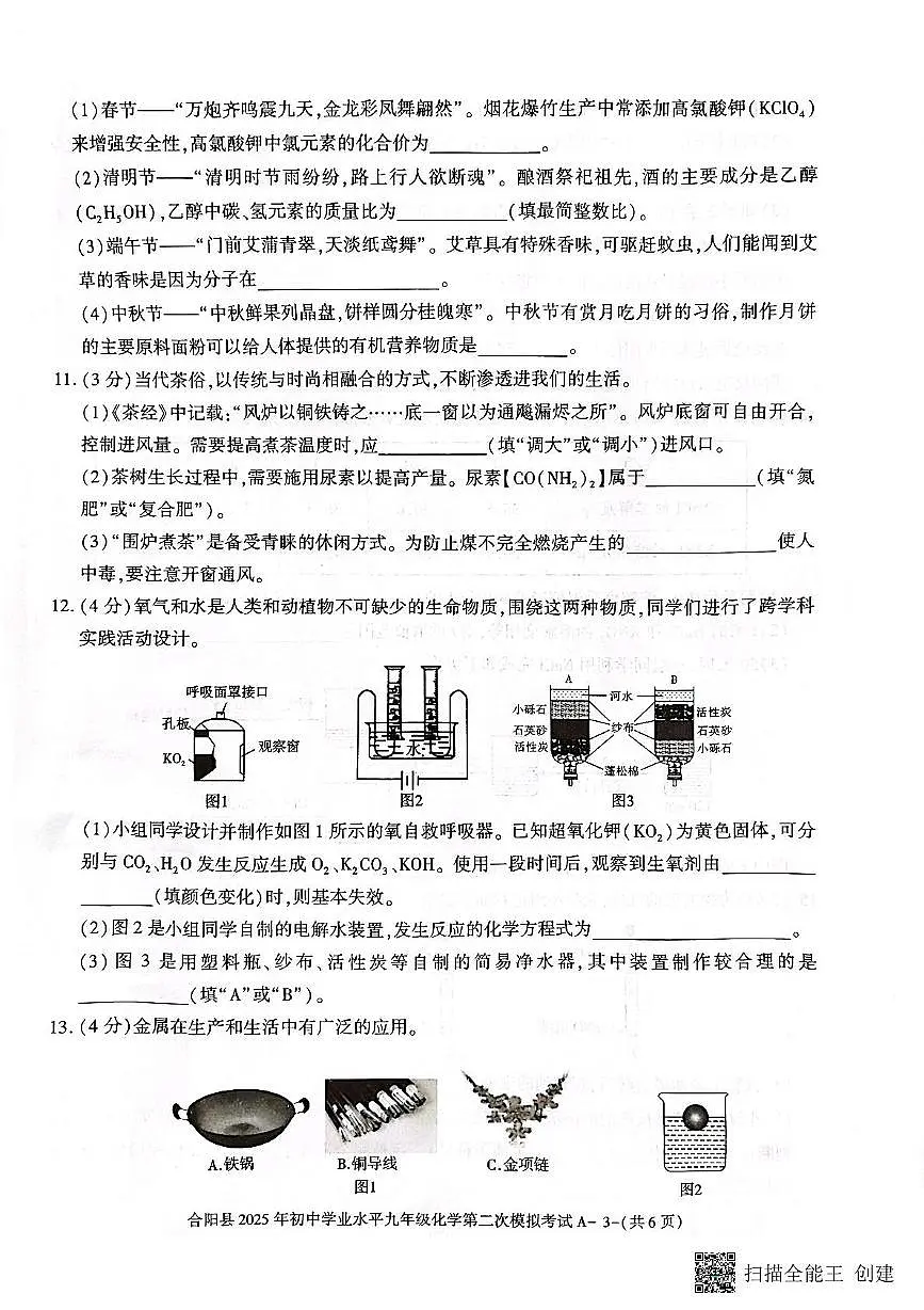 2025年陕西省渭南市合阳县中考二模化学试题（中考模拟）第3页