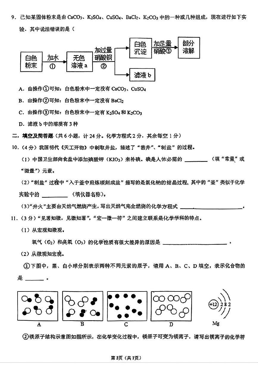 2025年陕西省西安国际港务区铁一中陆港初级中学中考八模化学试题（中考模拟）第3页