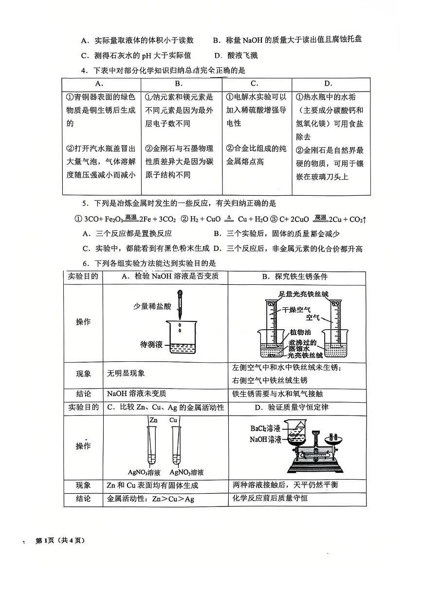 2025年陕西省西安市西安交通大学附属中学中考四模化学试卷（中考模拟）第2页