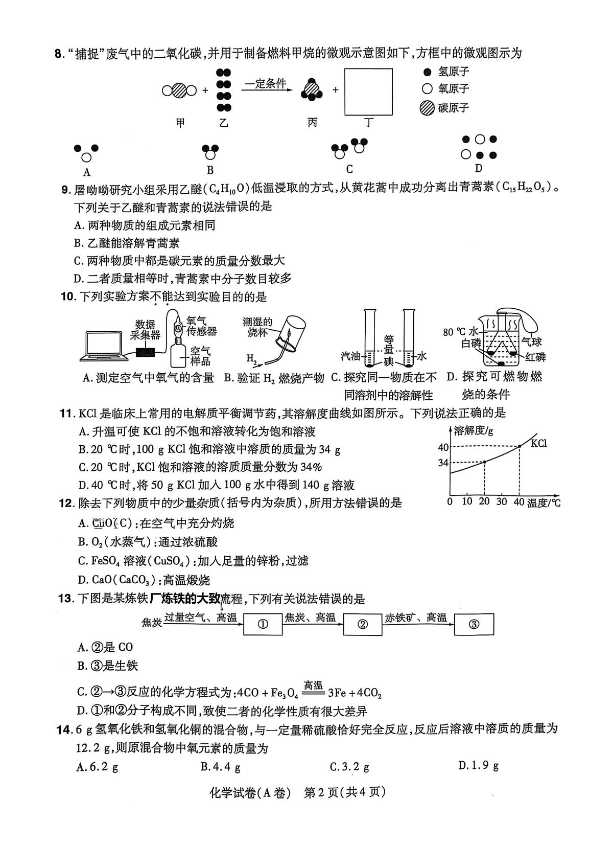 2025年河南省驻马店市遂平县遂平一中，二中中考三模化学试题（中考模拟）第2页