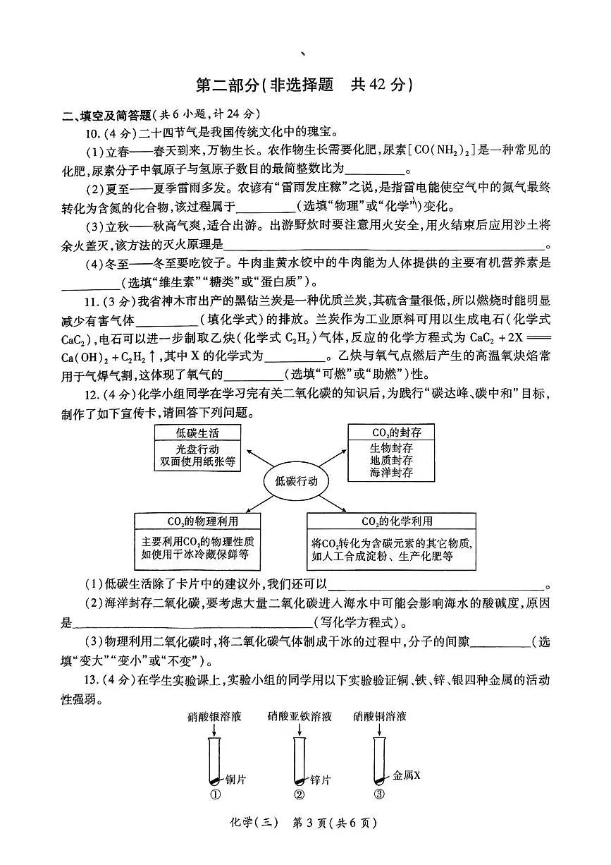 2025年陕西省西安市蓝田县初中学业水平考试第三次模拟化学试卷（中考模拟）第3页