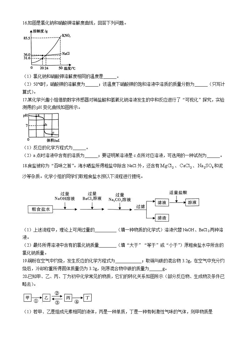 2025年河南省商丘市睢县中考一模化学试题（中考模拟）第3页