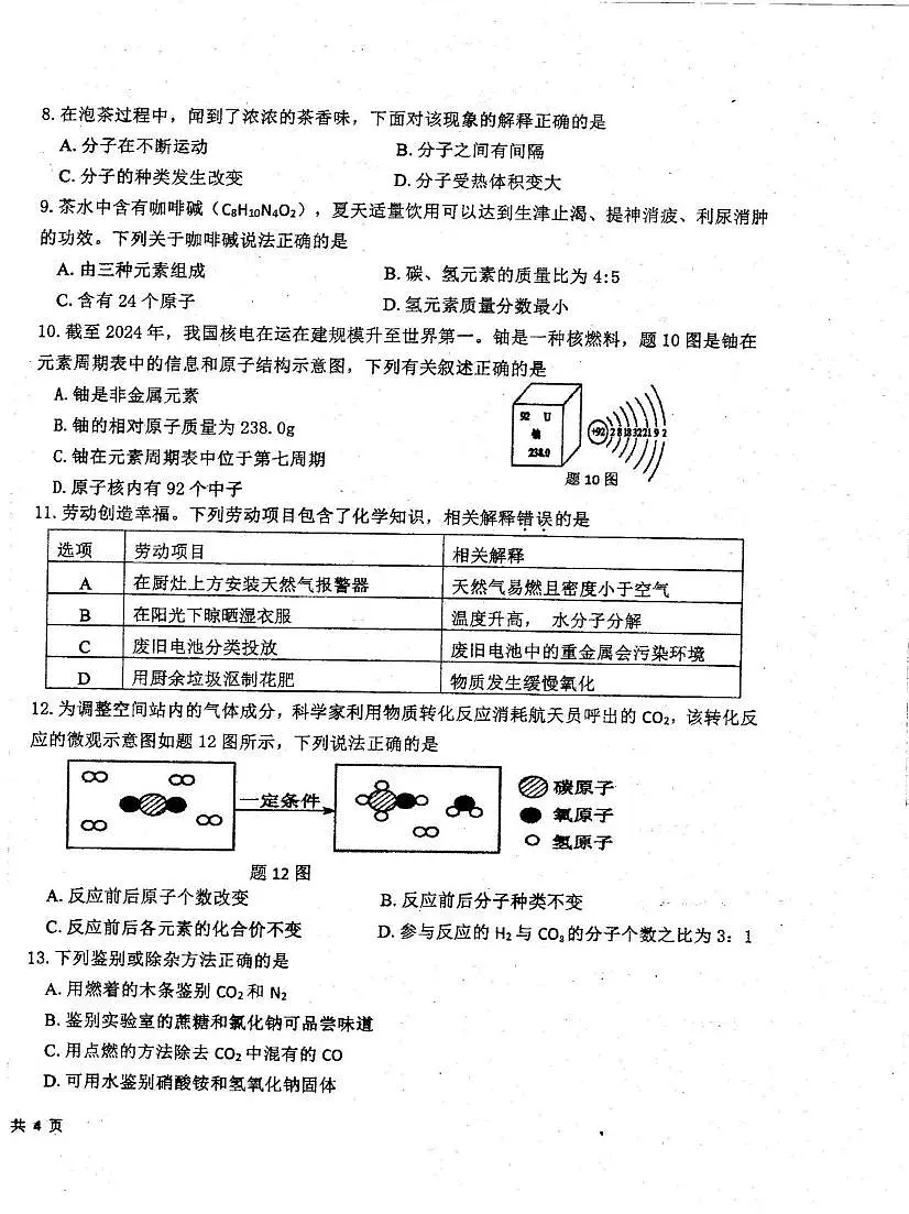 2024—2025学年第二学期初三一模考试化学 初三一模化学试卷(Scan)第2页
