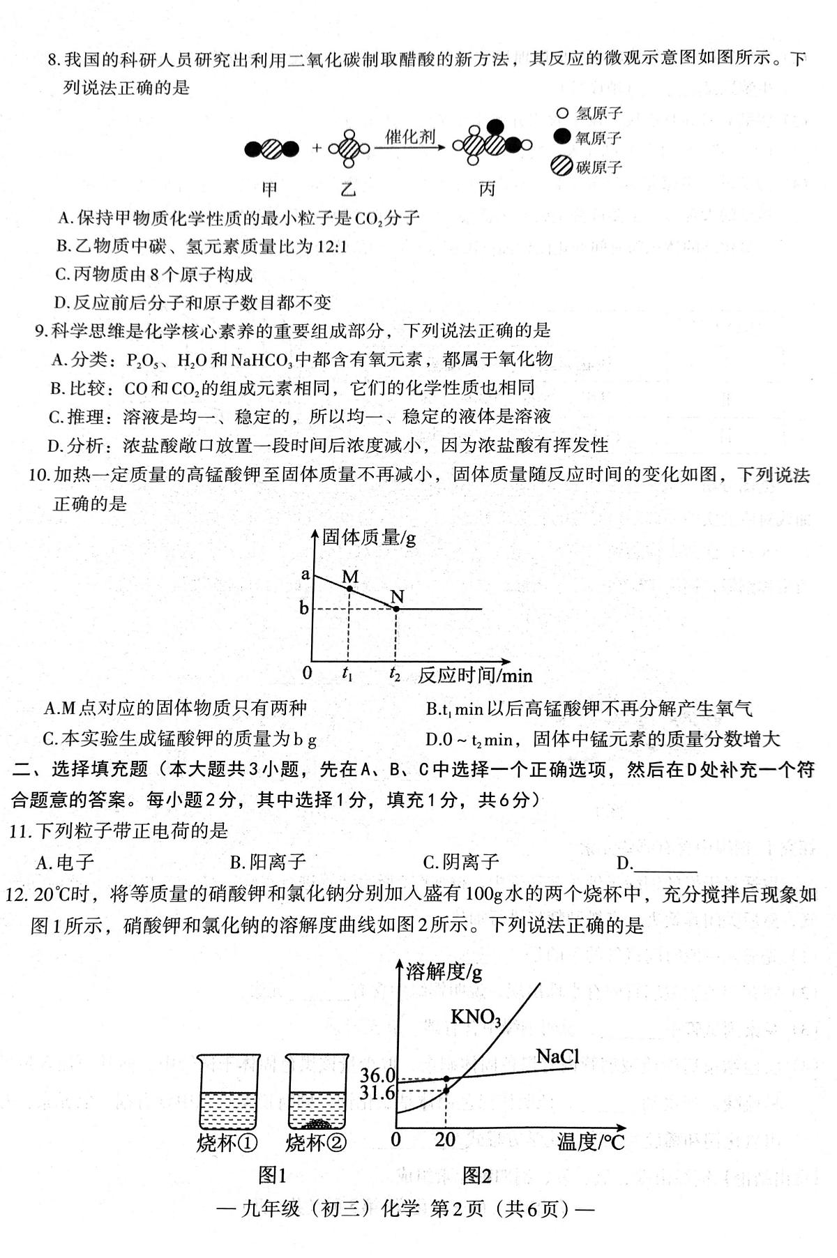 2025届江西省南昌市初三二模化学试卷第2页
