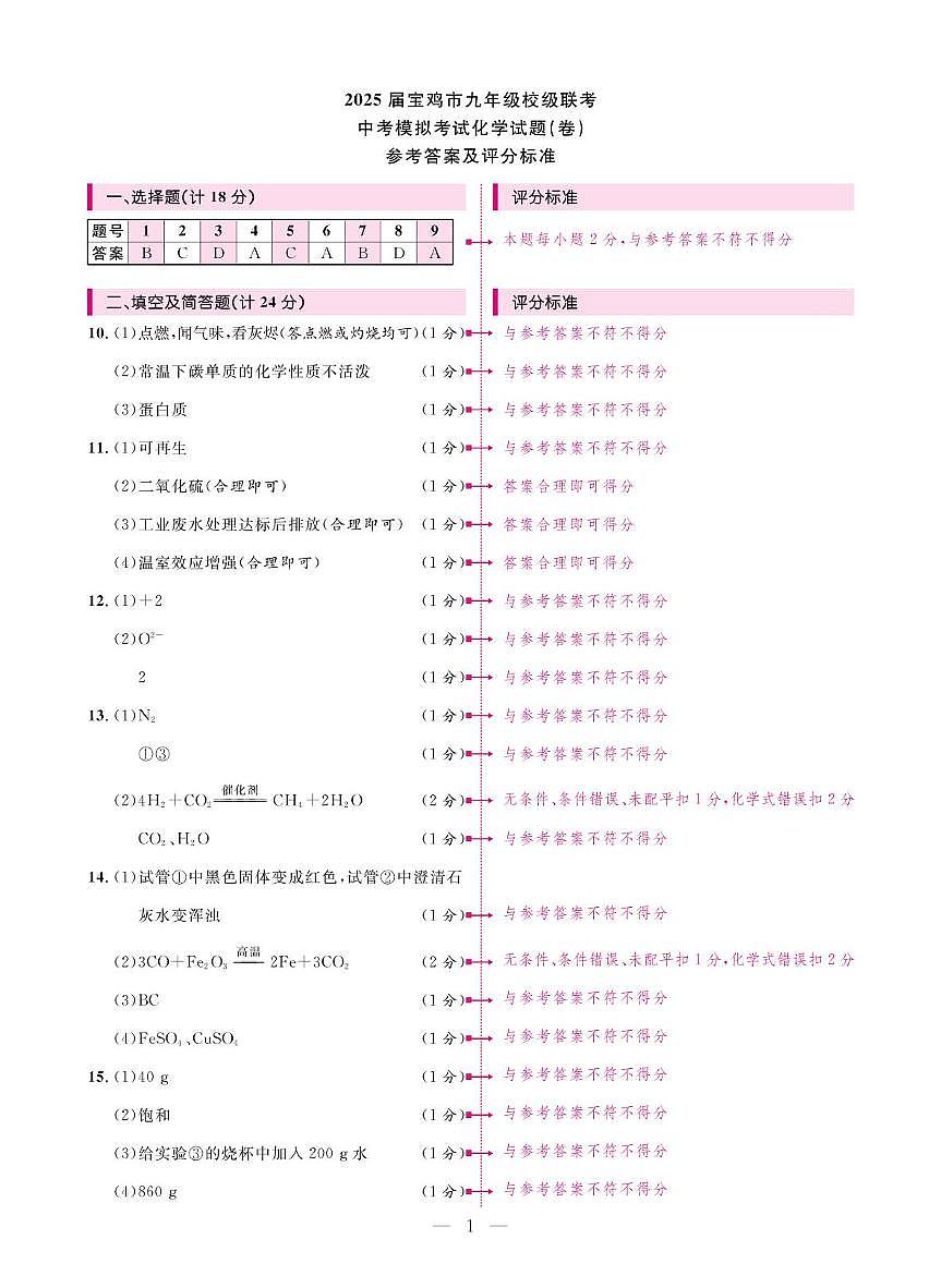 化学 化学-评分标准第1页