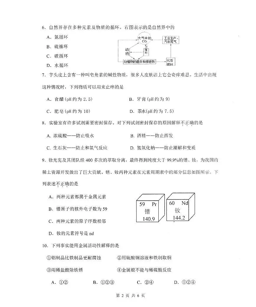 辽宁省丹东市2025年中考二模化学试卷（PDF，含答案）第2页