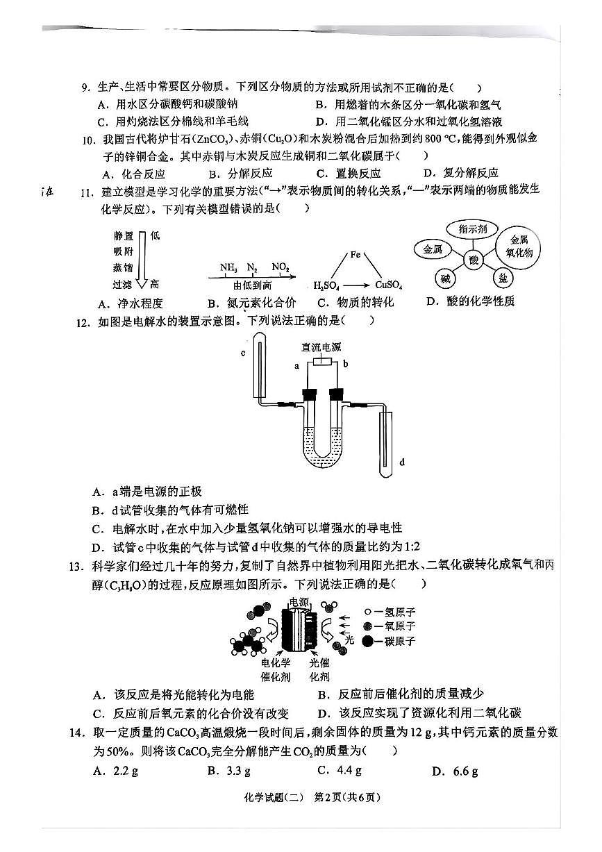 2025年河南省周口市郸城县中考二模化学试题（中考模拟）第2页