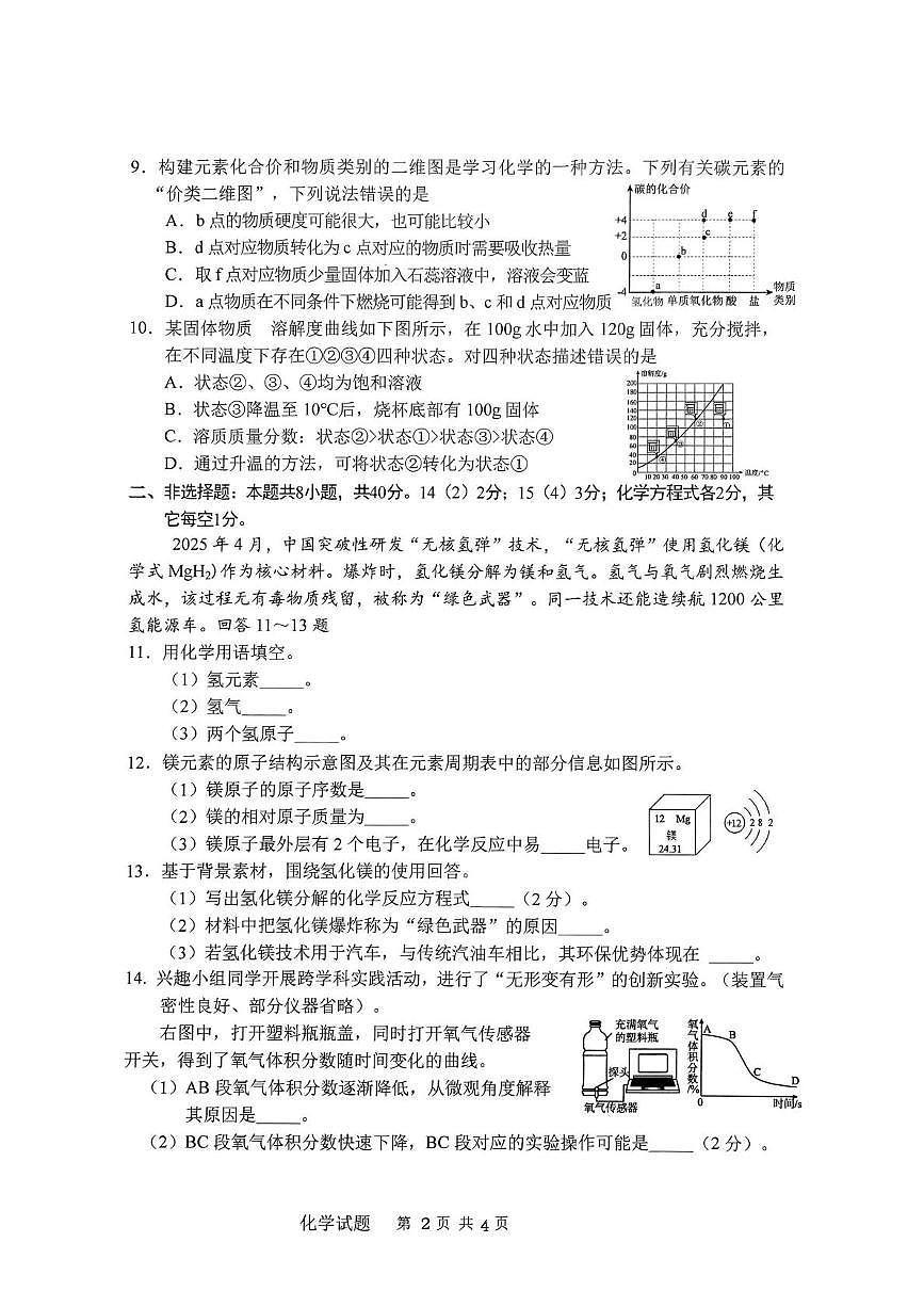 2025年吉林省长春市九台区中考第二次模拟考试化学试题（中考模拟）第2页