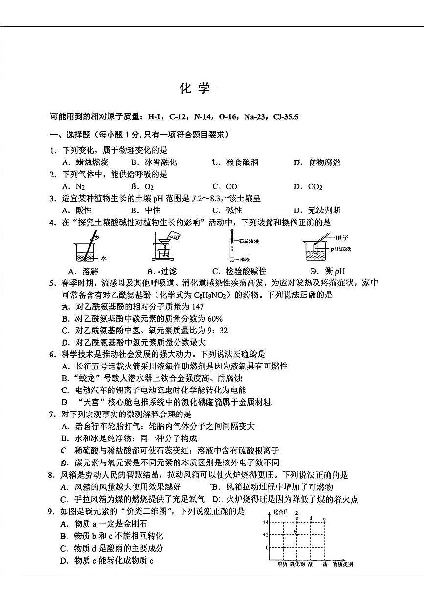 2025年吉林省长春市新区中考二模化学试题（中考模拟）第1页
