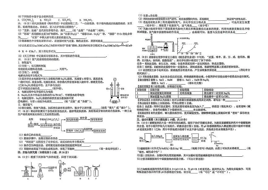 2025年江西省新余市渝水区学业水平适应性考试 化学试题卷（中考模拟）第2页