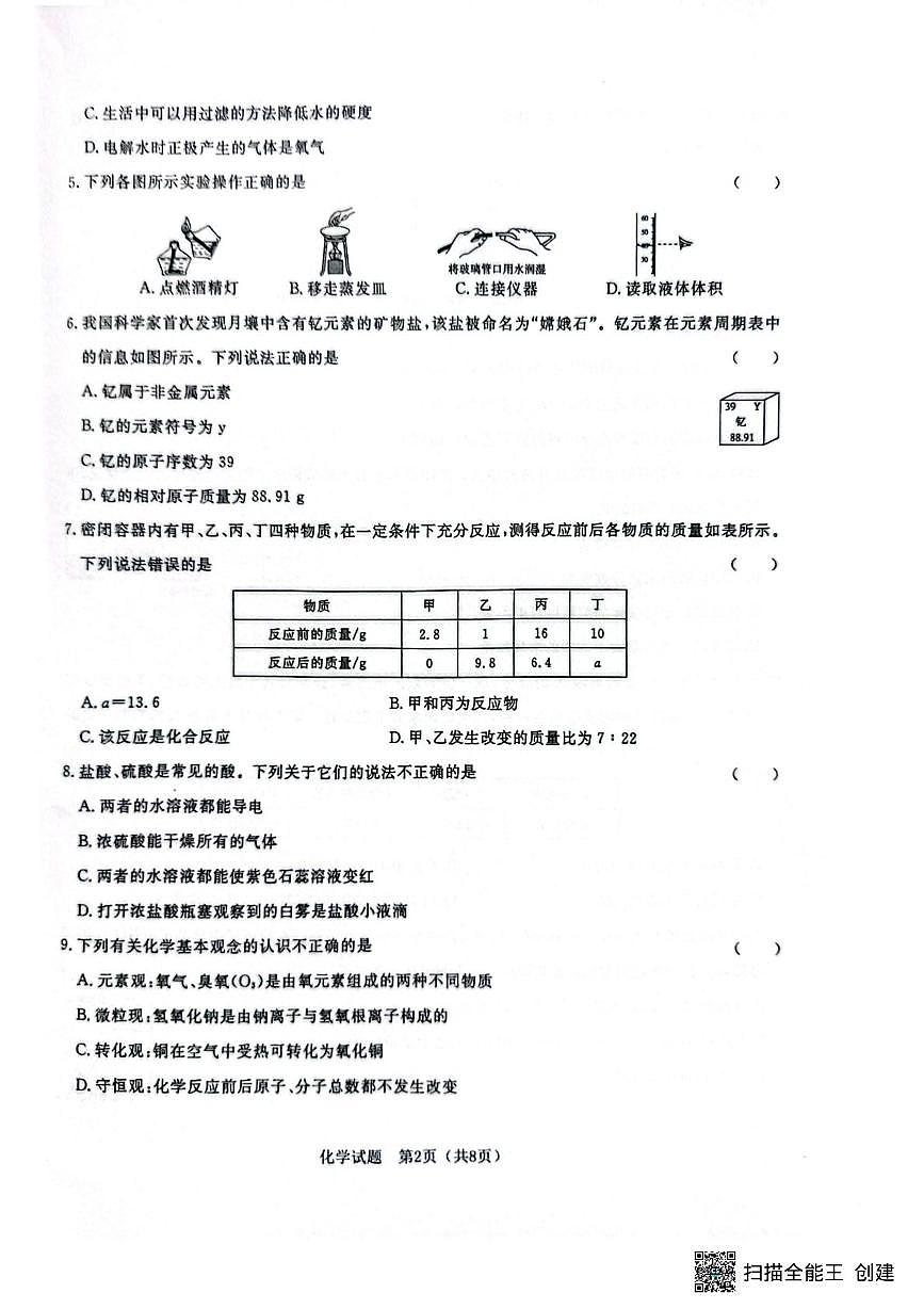 2025年山东省聊城市高唐县第一实验中学中考三模化学试卷（中考模拟）第2页