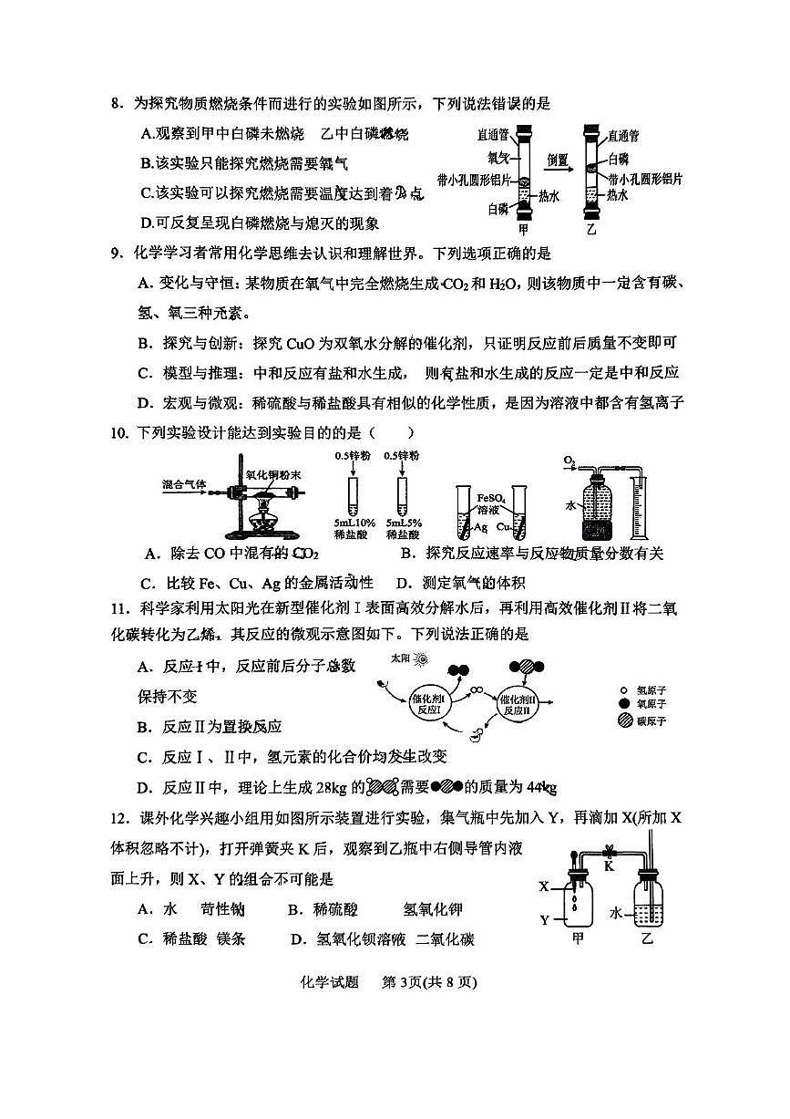 2025年山东省日照市山海天旅游度假区中考三模考试化学试卷（中考模拟）第3页
