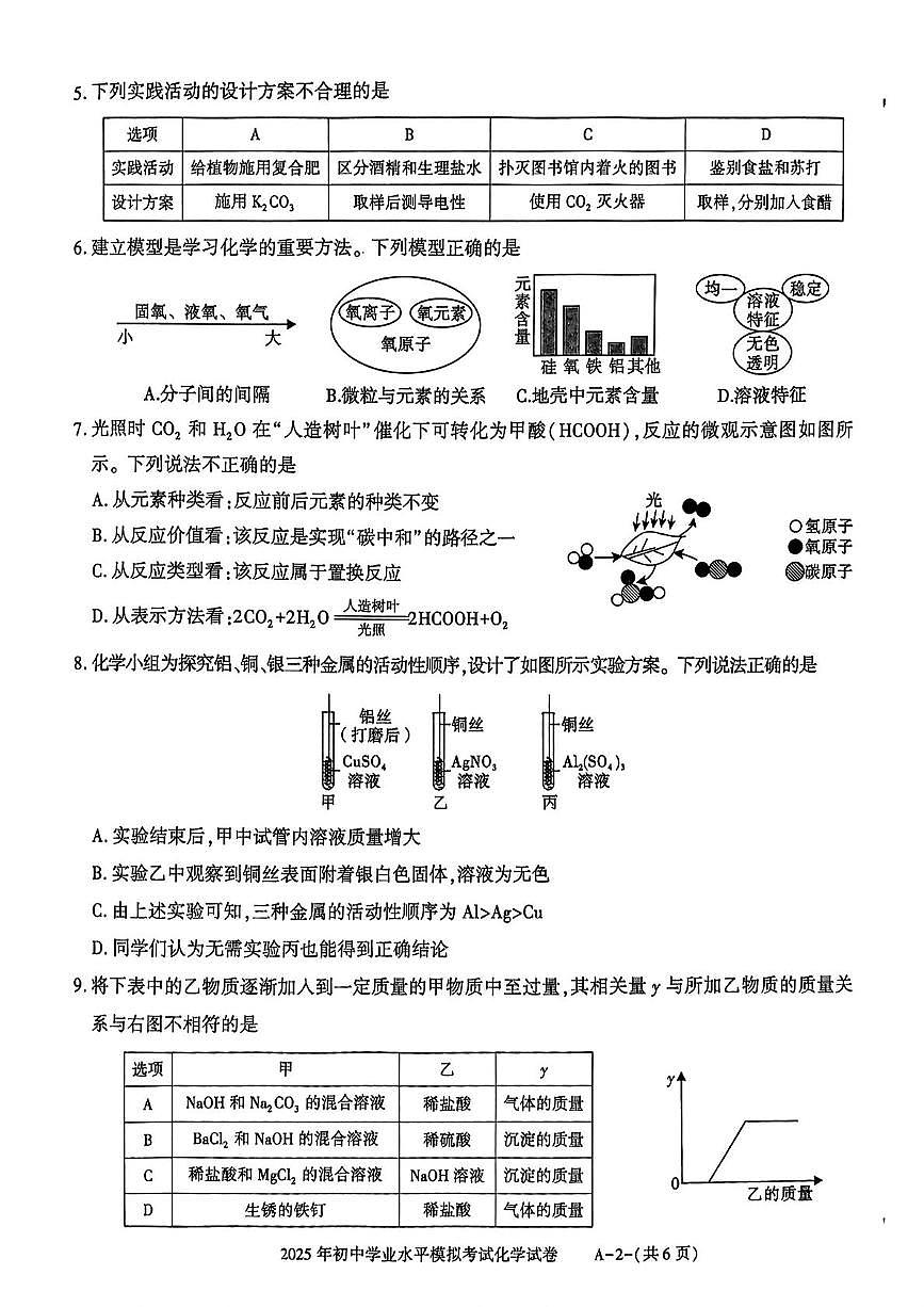 2025年陕西省神木市中考二模化学试卷（中考模拟）第2页