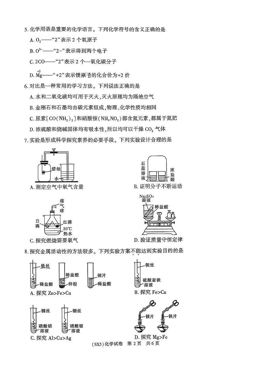 2025年陕西省咸阳市永寿县店头中学中考第七次模考化学试题（中考模拟）第2页