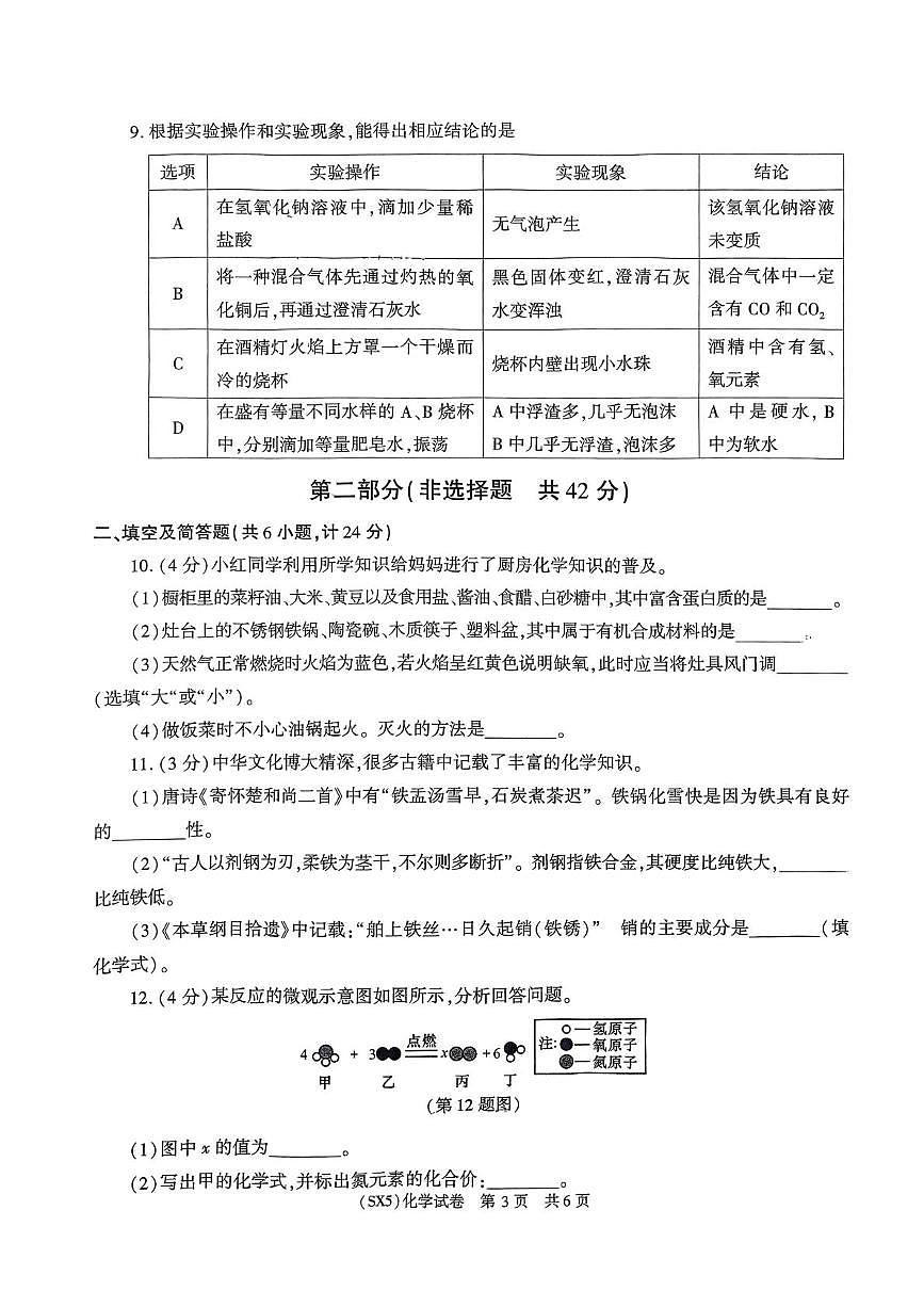 2025年陕西省咸阳市永寿县店头中学中考第七次模考化学试题（中考模拟）第3页