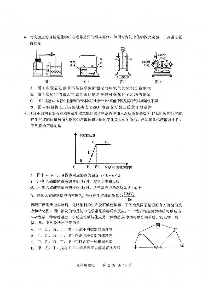 2025湖北武汉东新区中考五模拟调化学试卷+答案第2页