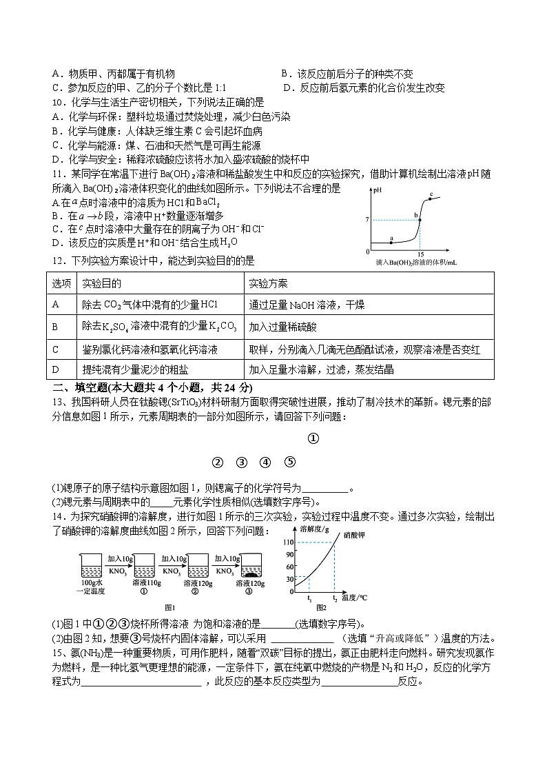 2025年四川省内江市第一中学中考三模化学试题（中考模拟）第2页