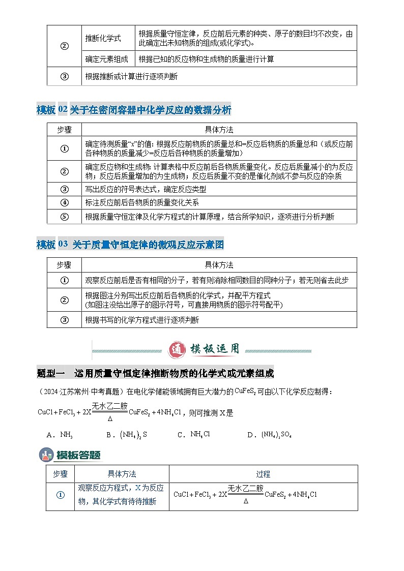 2025年中考化学专题复习练习专题01 质量守恒定律的应用(解析版)第2页